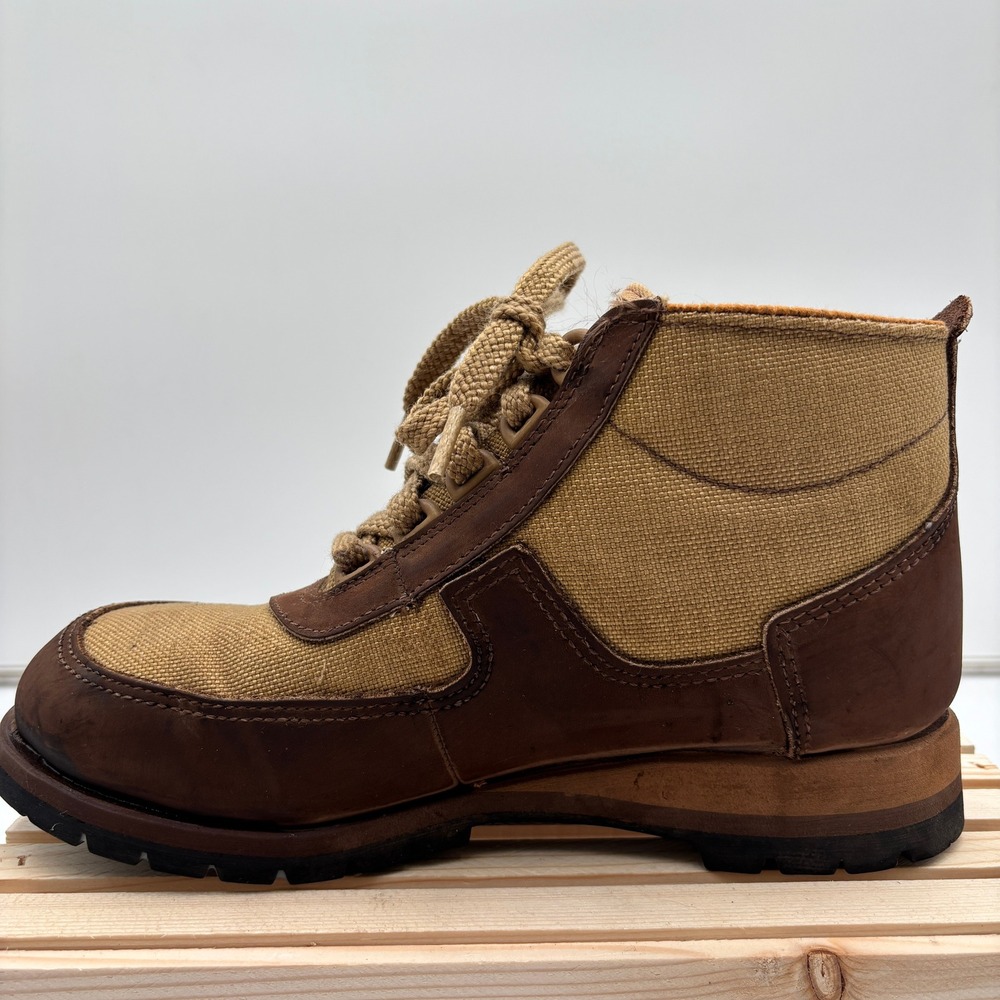 Rocky Boots Gore-Tex Vibram Hiking Boots Brown Canvas Leather 8M Vintage Outdoor - Picture 2 of 8